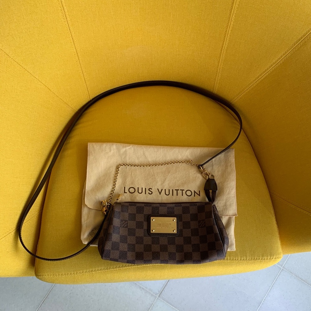 Authentic Louis Vuitton Damier Ebene Eva Purse